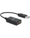 MANHATTAN USB-A Audio Adapter USB-A Male to 3.5 mm Mic-in and Audio-Out Females Black - nr 11