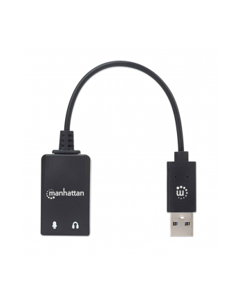 MANHATTAN USB-A Audio Adapter USB-A Male to 3.5 mm Mic-in and Audio-Out Females Black