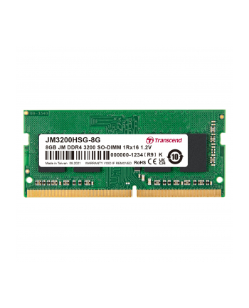 TRANSCEND 8GB JM DDR4 3200 SO-DIMM 1Rx16 1Gx16 CL22 1.2V