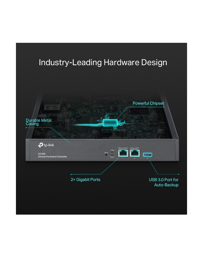 TP-LINK Omada Hardware Controller 2x10/100/1000 Mbps Ethernet Ports 1xUSB 3.0 Port główny