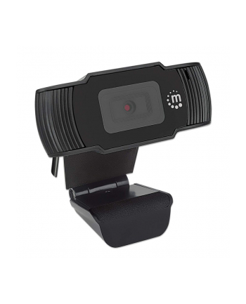 MANHATTAN 1080p USB Webcam Two Megapixels 1080p Full HD USB-A Plug Integrated Microphone Adjustable Clip Base 30fps Black