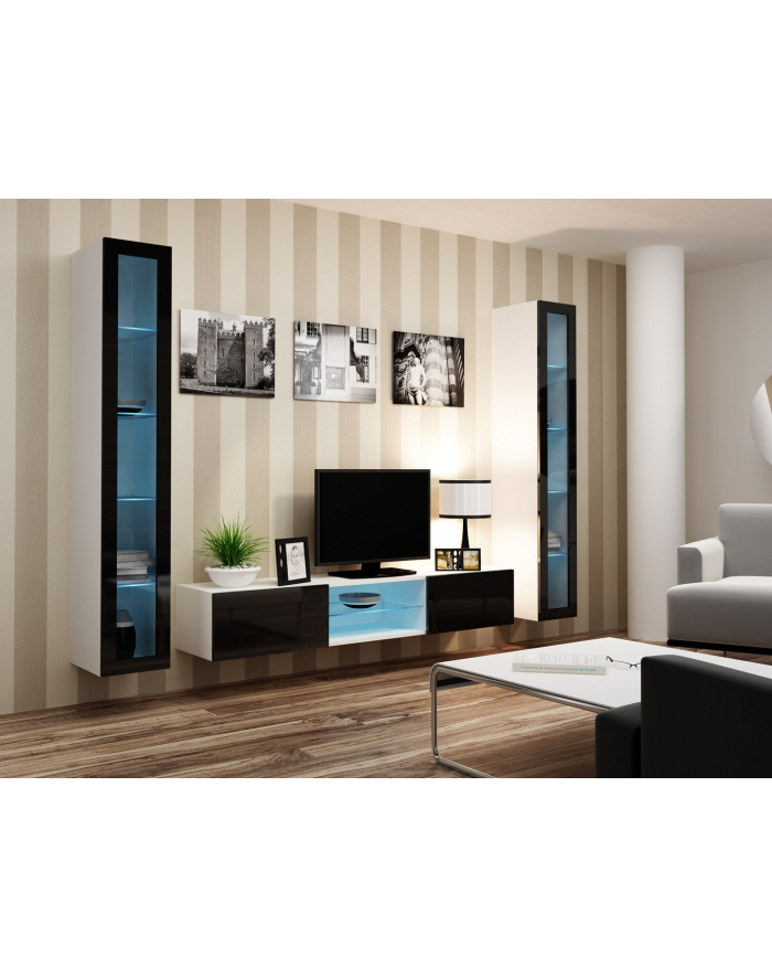 cama meble Witryna VIGO szkło'180' 180/40/30 biały/czarny poł główny