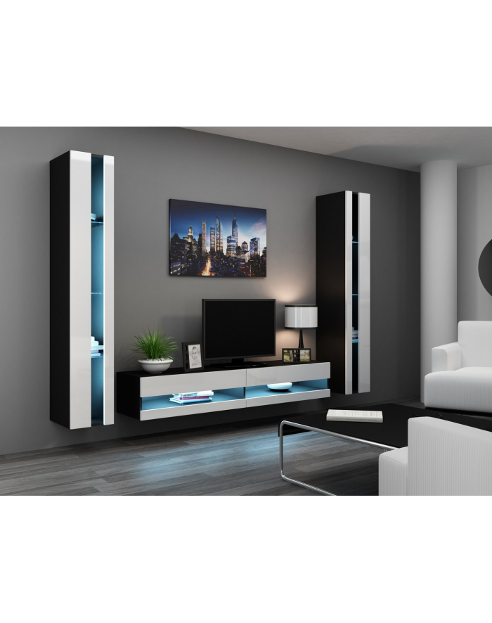 cama meble Szafka RTV VIGO NEW '180' 30/180/40 czarny/biały pł główny