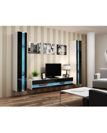 cama meble Regał VIGO NEW 180/40/30 biały/czarny połysk