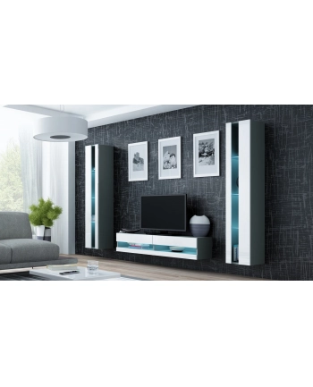 cama meble Regał VIGO NEW 180/40/30 szary/biały połysk