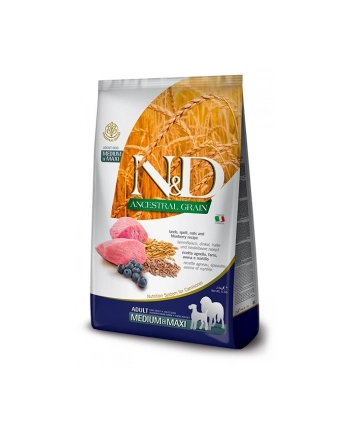 FARMINA N'D ANCESTRAL GRAIN DOG LAMB  SPELT  OATS ' BLUEBERRY ADULT MEDIUM ' MAXI - sucha karma dla psa - 12kg