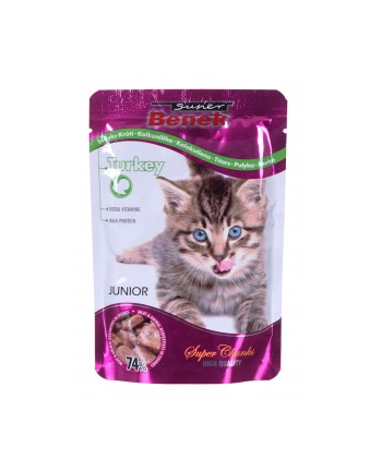 CERTECH Super Benek Junior saszetka dla kota z kawałkami indyka w sosie 100g