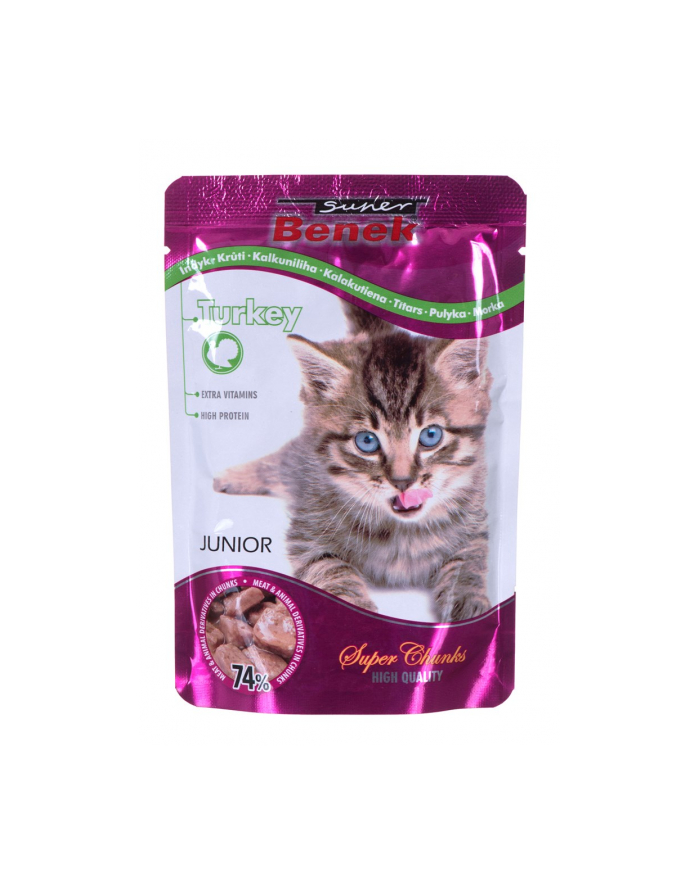 CERTECH Super Benek Junior saszetka dla kota z kawałkami indyka w sosie 100g główny