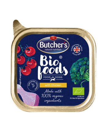 Butcher's BIO Foods - Karma dla psa z kurczakiem - tacka 150g