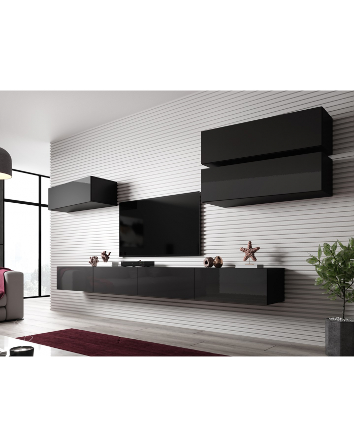 cama meble Zestaw VIGO SLANT 4 czarny/czarny połysk główny
