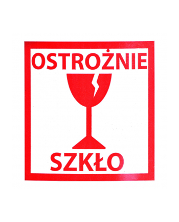 nc system ETYKIETY OSTROŻNIE SZKŁO 1000SZT MOCNY KLEJ 80X80