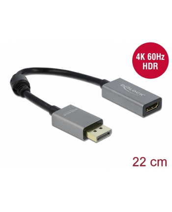 Kabel adapter Delock DisplayPort 1.4 - HDMI M/F 0,2m szary 4K 60Hz