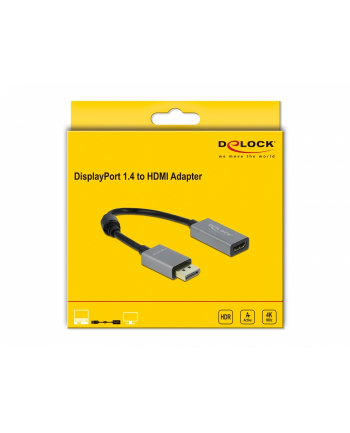 Kabel adapter Delock DisplayPort 1.4 - HDMI M/F 0,2m szary 4K 60Hz
