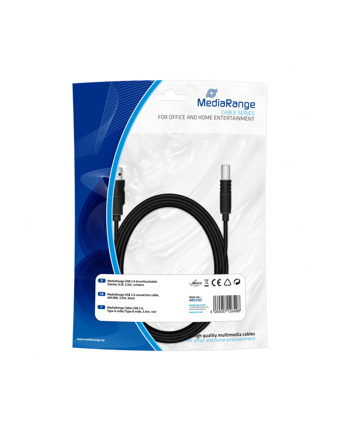 Kabel USB 2.0 MediaRange MRCS103 3m czarny główny