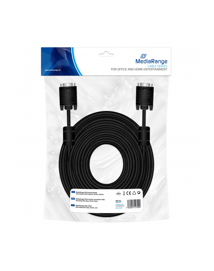 Kabel SVGA MediaRange MRCS117 VGA/VGA, 20m, czarny główny
