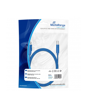 Kabel USB 3.0 MediaRange MRCS144 AM/BM, 1,8m, niebieski