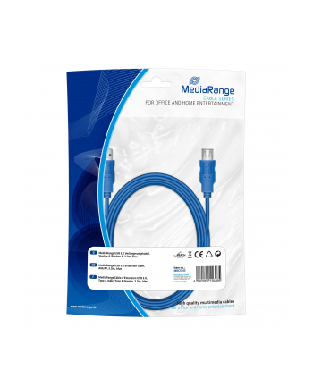 Kabel USB 3.0 MediaRange MRCS145 AM/BM, 1,8m, niebieski