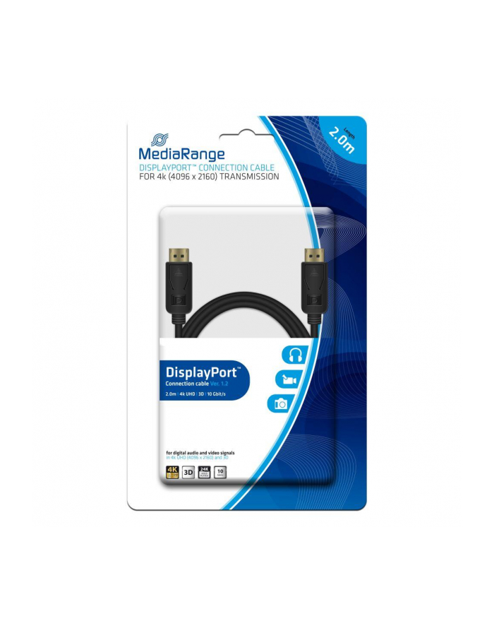 Kabel DisplayPort MediaRange MRCS159 DP/DP, 2.0m, czarny główny