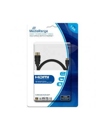 Kabel HDMI MediaRange MRCS165 HDMI/MiniHDMI with Ethernet, 1.5m, czarny