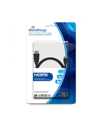 Kabel HDMI MediaRange MRCS165 HDMI/MiniHDMI with Ethernet, 1.5m, czarny