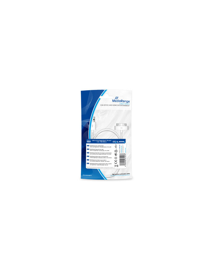 Kabel USB 2.0 MediaRange MRCS181 USB 2.0/Apple Dock (30-pin) , 1,0m, biały główny
