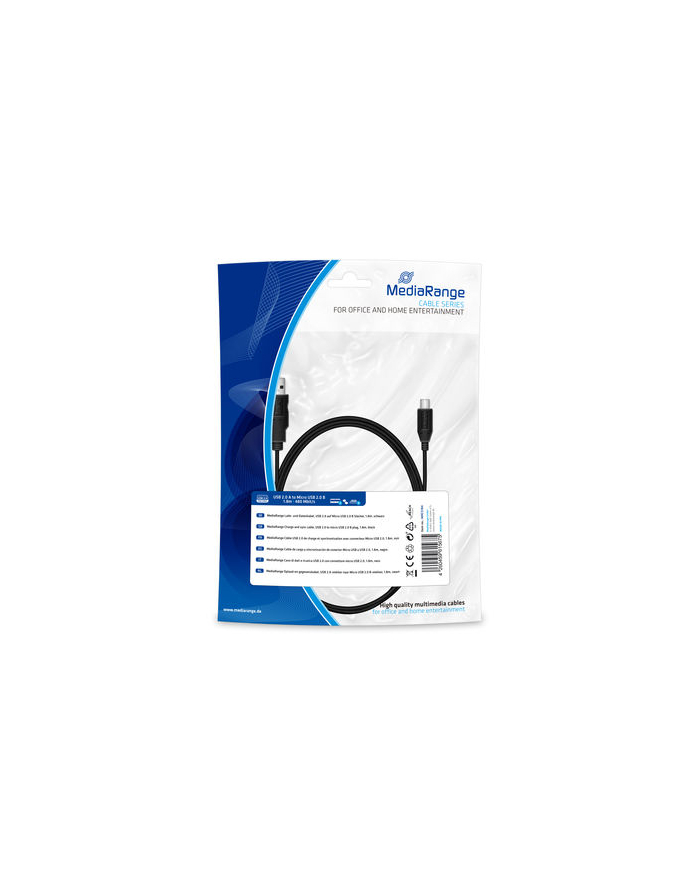 Kabel USB 2.0 MediaRange MRCS184 USB 2.0/MicroUSB 2.0 B, 1,8m, czarny główny