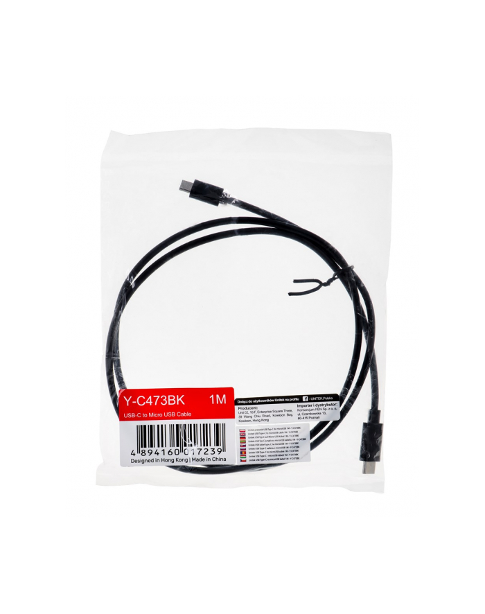 Kabel USB Unitek Y-C473BK USB 2.0 Typ-C (M) - micro USB B (M) 1m główny