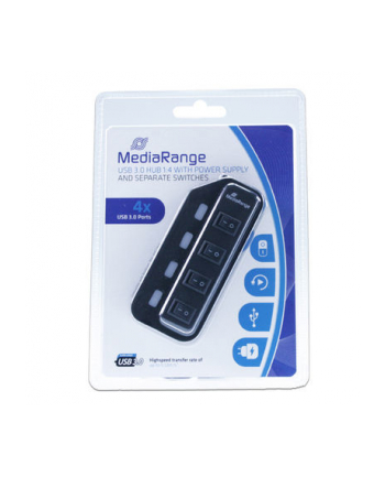 Hub USB MediaRange MRCS505 4xUSB 3.0 Black