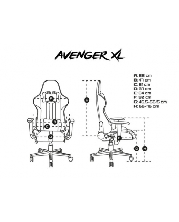 natec Fotel dla graczy Fury Avenger XL Czarno-biały