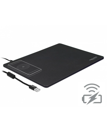 Podkładka pod mysz Delock z ładowarką indukcyjną czarna 342x283mm