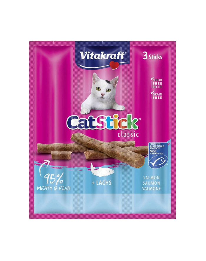 VITAKRAFT Cat Stick Mini - przysmak dla kota smak: łosoś/pstrąg 3szt/18g główny