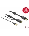 DELOCK HDMI M DisplayPort M 4K cable 2m powered by USB A M black - nr 8
