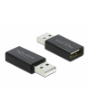 DELOCK adapter USB A /F 2.0 to USB A /M 2.0 with data blocker black - nr 1