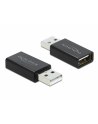 DELOCK adapter USB A /F 2.0 to USB A /M 2.0 with data blocker black - nr 3