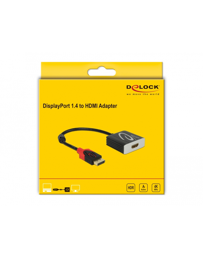 DELOCK adapter DisplayPort 1.4 male to HDMI female 4K 60 Hz active hdr główny
