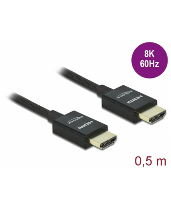 DELOCK HDMI Coaxial M/M v2.1 cable 0.5m 8K 60Hz braiding black