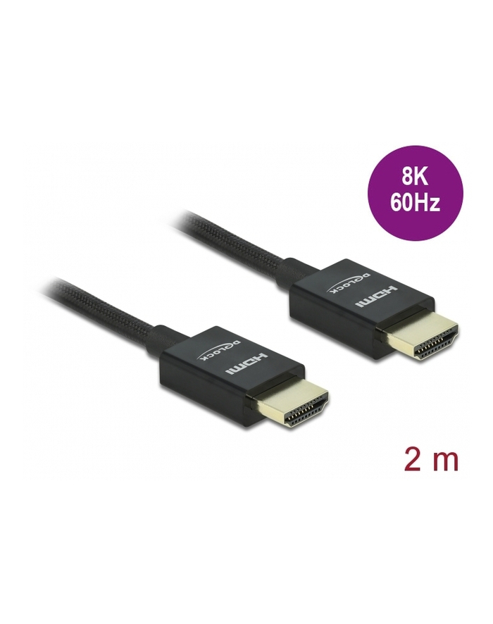 DELOCK HDMI Coaxial M/M v2.1 cable 2m 8K 60Hz braiding black główny