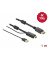 DELOCK HDMI M DisplayPort M 4K cable 1m powered by USB A M black - nr 1