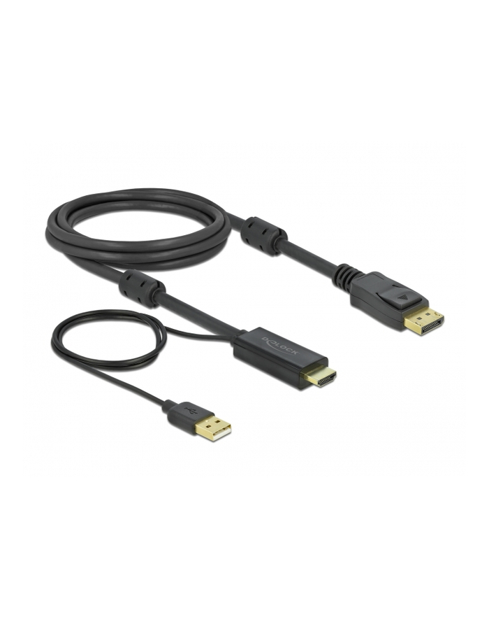 DELOCK HDMI M DisplayPort M 4K cable 2m powered by USB A M black główny