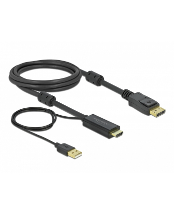 DELOCK HDMI M DisplayPort M 4K cable 2m powered by USB A M black