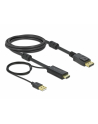 DELOCK HDMI M DisplayPort M 4K cable 2m powered by USB A M black - nr 6