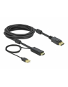 DELOCK HDMI M DisplayPort M 4K cable 5m powered by USB A M black - nr 2