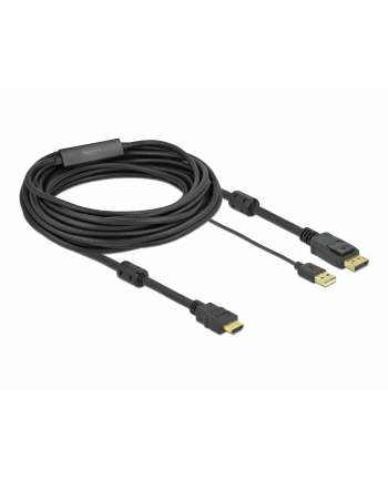 DELOCK HDMI M DisplayPort M 4K cable 7m powered by USB A M black