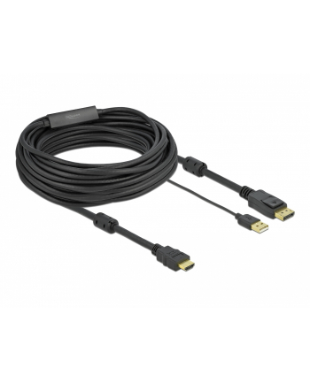 DELOCK HDMI M DisplayPort M 4K cable 10m powered by USB A M black