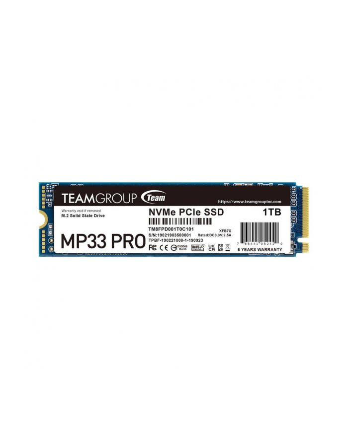 TEAM GROUP MP33 Pro 1TB PCIe Gen3 x4 NVMe M.2 SSD 2100/1700 MB/s główny