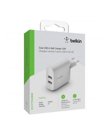 belkin Podwójna ładowarka ścienna Boost Charge 12W x2 Biała