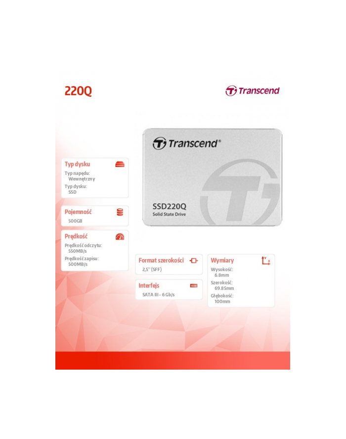 transcend Dysk SSD 220Q 500GB 2,5 QLC SATA3 6GB/S główny