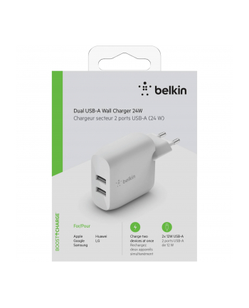 belkin Podwójna ładowarka ścienna Boost Charge 12W x2 Biała