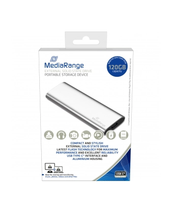 MediaRange 120 GB, external SSD (silver, USB-C 3.2 (10 Gbit / s), external)