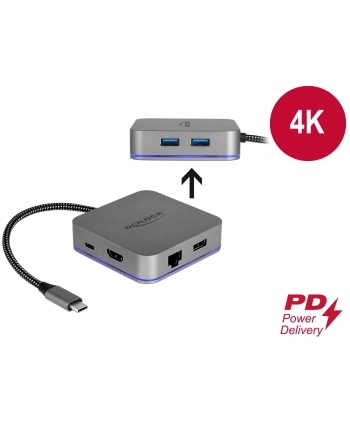 DeLOCK USB-C docking station 4K w. LED - HDMI / Hub / PD 3.0